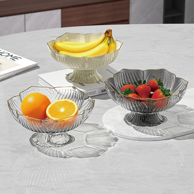 Youjin пластмасов поднос за плодове на крака – стил light luxury ретро, плодова чиния за холна маса