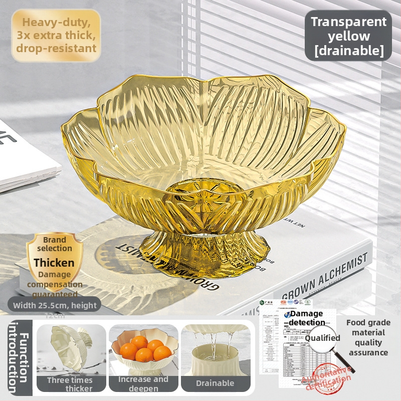 Youjin пластмасов поднос за плодове на крака – стил light luxury ретро, плодова чиния за холна маса