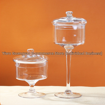 Стъклена чиния за плодове в европейски стил — прозрачна платформа за торти и десерти, витрина за плодове, марка Qingyun, стил прост, стартирала през есен 2013