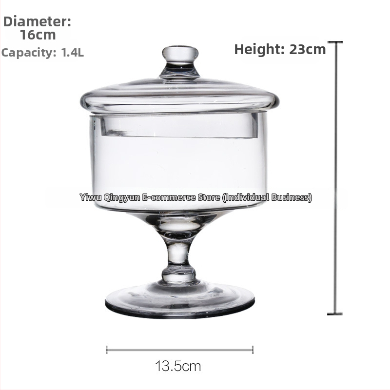 Стъклена чиния за плодове в европейски стил — прозрачна платформа за торти и десерти, витрина за плодове, марка Qingyun, стил прост, стартирала през есен 2013