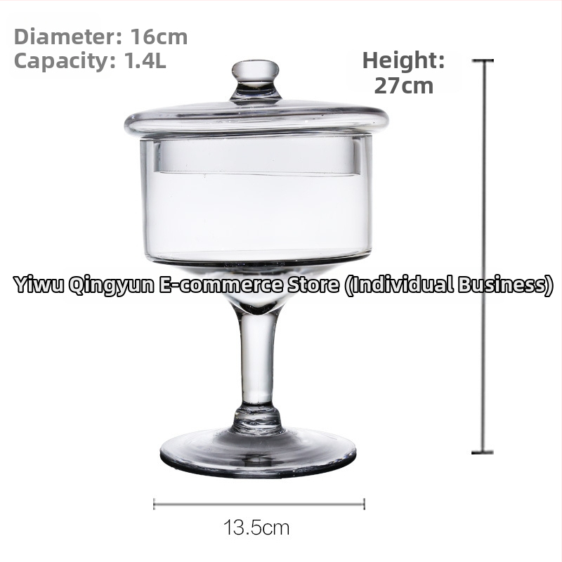 Стъклена чиния за плодове в европейски стил — прозрачна платформа за торти и десерти, витрина за плодове, марка Qingyun, стил прост, стартирала през есен 2013