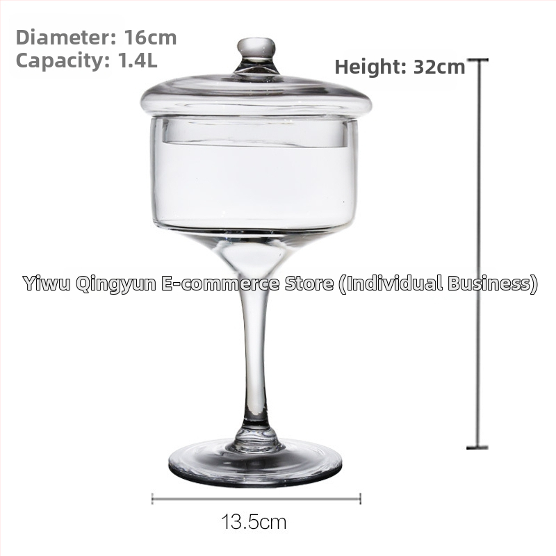 Стъклена чиния за плодове в европейски стил — прозрачна платформа за торти и десерти, витрина за плодове, марка Qingyun, стил прост, стартирала през есен 2013