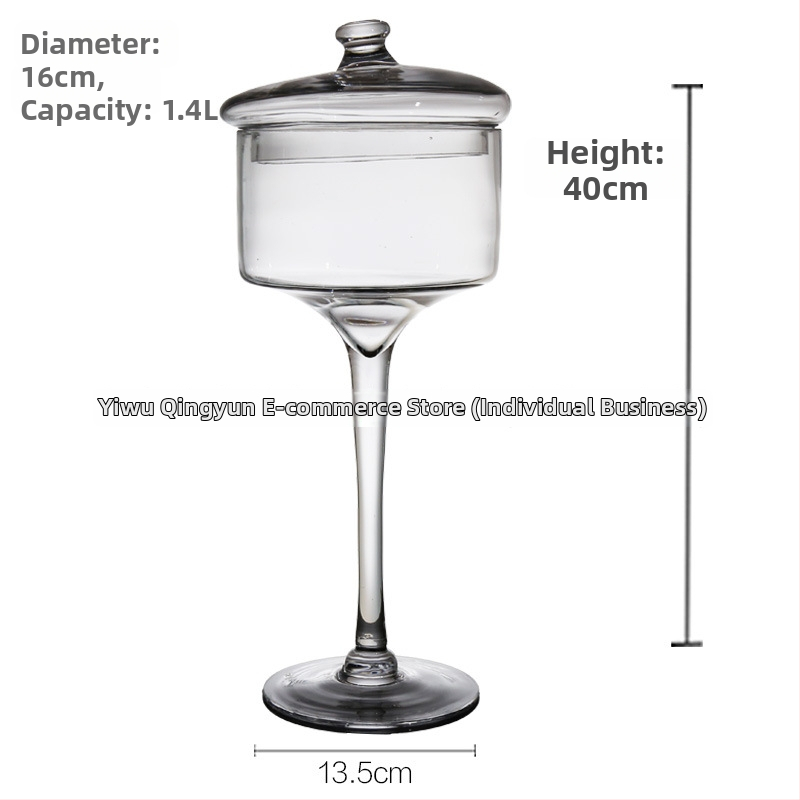 Стъклена чиния за плодове в европейски стил — прозрачна платформа за торти и десерти, витрина за плодове, марка Qingyun, стил прост, стартирала през есен 2013