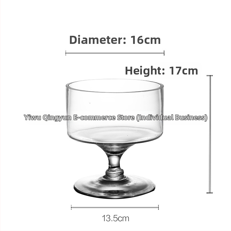 Стъклена чиния за плодове в европейски стил — прозрачна платформа за торти и десерти, витрина за плодове, марка Qingyun, стил прост, стартирала през есен 2013