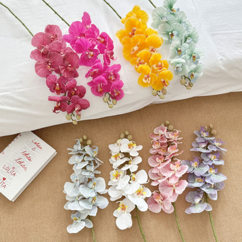 Phalaenopsis dirbtinė orchidėja, vienos šakos kompozicija, poliesterio audinys, 3D spausdinimas, namų dekoras