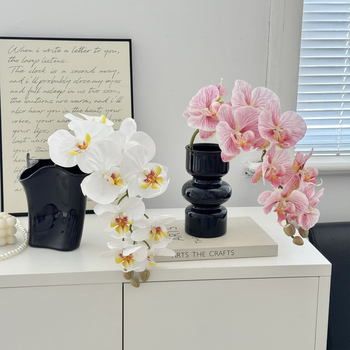 Phalaenopsis dirbtinė orchidėja, vienos šakos kompozicija, poliesterio audinys, 3D spausdinimas, namų dekoras