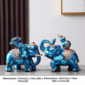 Pāris rezīna ziloņu figūriņu, roku krāsotas un rokdarbs, jaunā ķīniešu stila mājas dekors, piemērots ieejai, viesistabai vai TV skapim