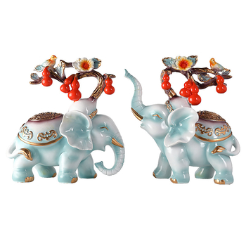 Pāris rezīna ziloņu figūriņu, roku krāsotas un rokdarbs, jaunā ķīniešu stila mājas dekors, piemērots ieejai, viesistabai vai TV skapim