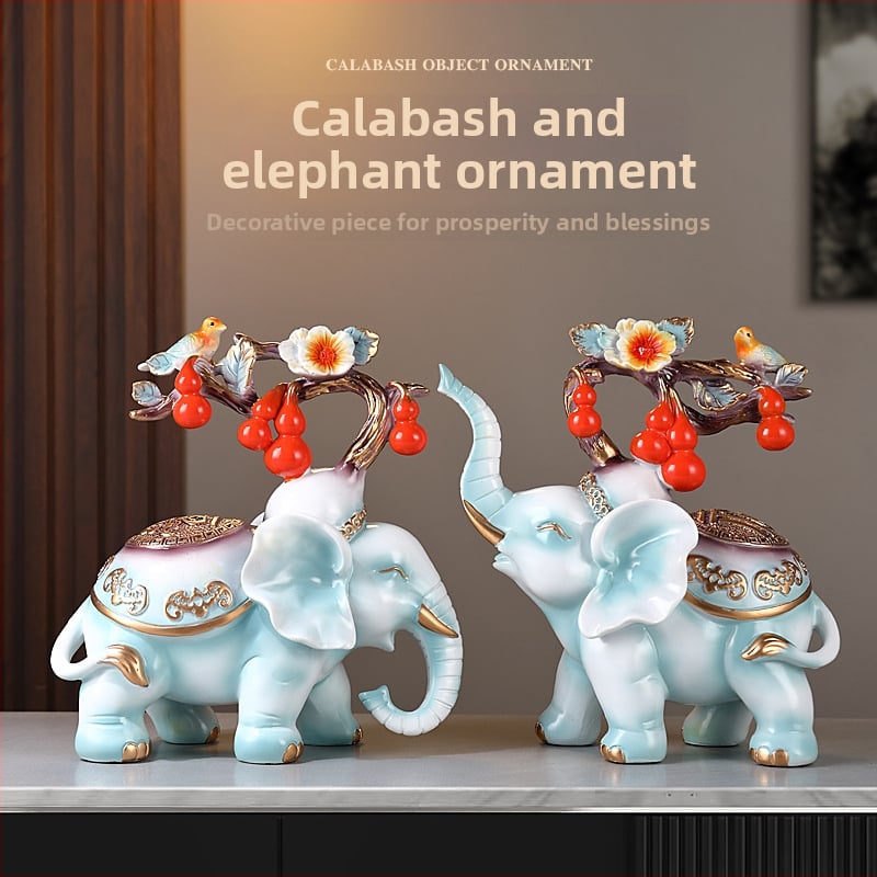 Pāris rezīna ziloņu figūriņu, roku krāsotas un rokdarbs, jaunā ķīniešu stila mājas dekors, piemērots ieejai, viesistabai vai TV skapim