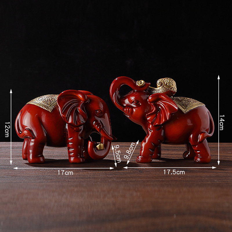 Pāris rezīna ziloņu figūriņu, roku krāsotas un rokdarbs, jaunā ķīniešu stila mājas dekors, piemērots ieejai, viesistabai vai TV skapim