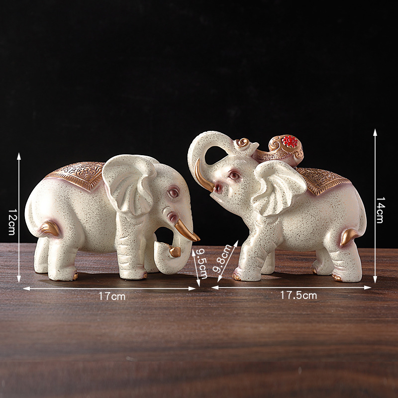 Pāris rezīna ziloņu figūriņu, roku krāsotas un rokdarbs, jaunā ķīniešu stila mājas dekors, piemērots ieejai, viesistabai vai TV skapim