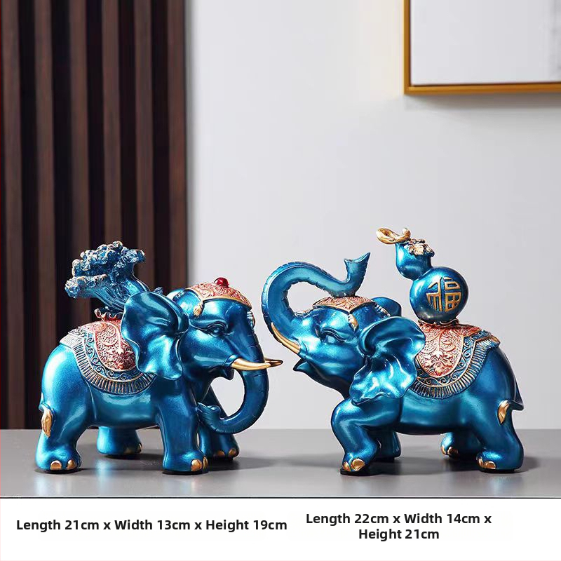 Pāris rezīna ziloņu figūriņu, roku krāsotas un rokdarbs, jaunā ķīniešu stila mājas dekors, piemērots ieejai, viesistabai vai TV skapim