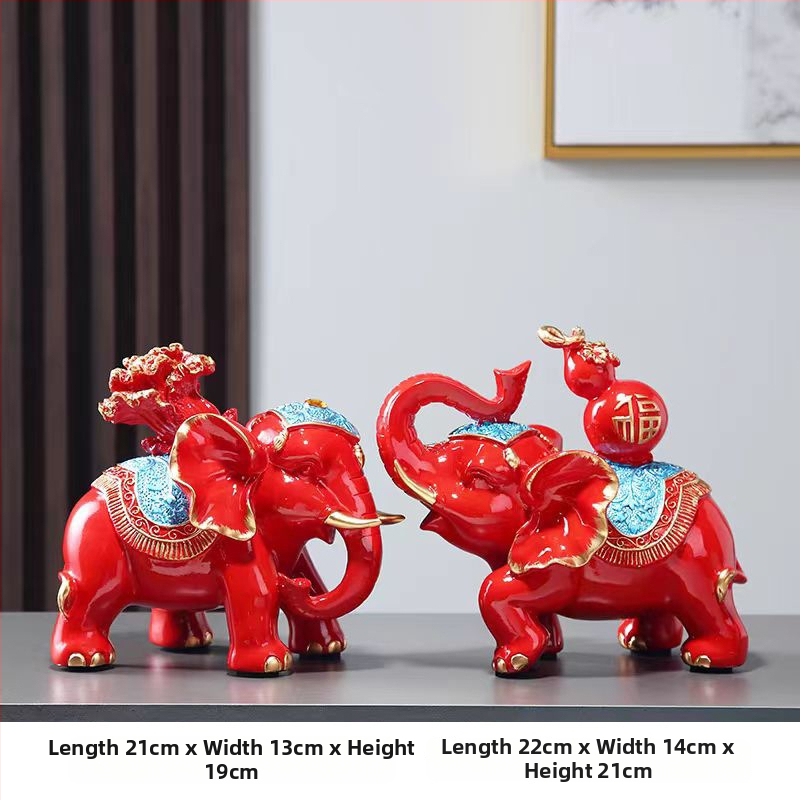 Pāris rezīna ziloņu figūriņu, roku krāsotas un rokdarbs, jaunā ķīniešu stila mājas dekors, piemērots ieejai, viesistabai vai TV skapim