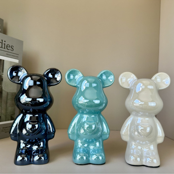 Keramikas lācis ar sirds motīvu, viegls luksusa stils, elektroplēšanas pārklājums, pielāgojams, piemērots dzīvojamai istabai un TV skapim