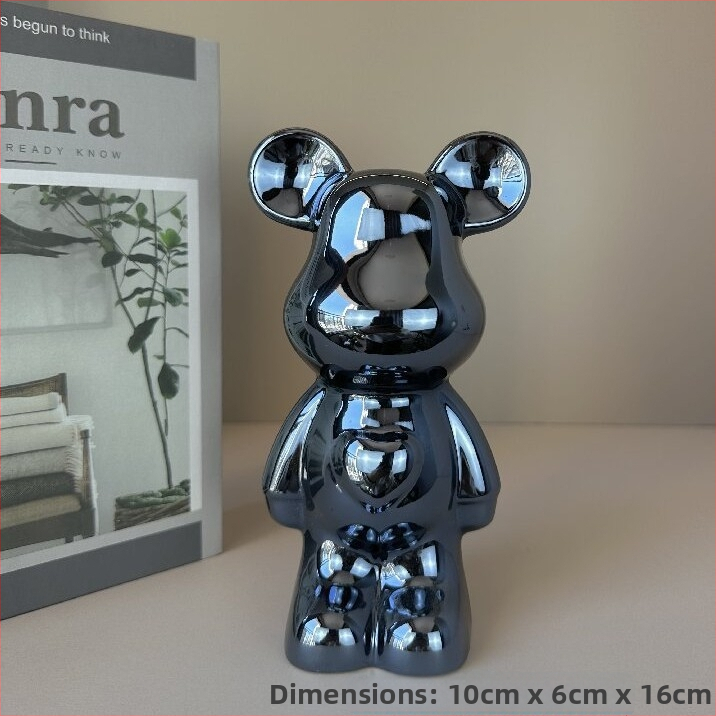 Keramikas lācis ar sirds motīvu, viegls luksusa stils, elektroplēšanas pārklājums, pielāgojams, piemērots dzīvojamai istabai un TV skapim