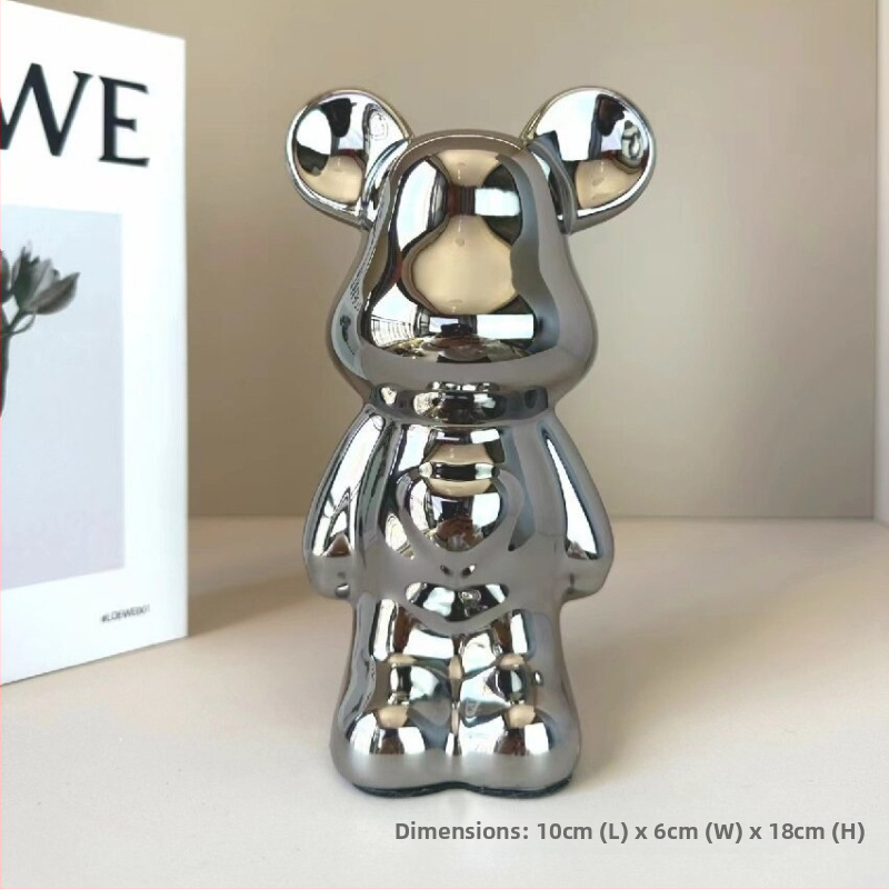 Keramikas lācis ar sirds motīvu, viegls luksusa stils, elektroplēšanas pārklājums, pielāgojams, piemērots dzīvojamai istabai un TV skapim