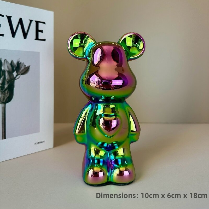 Keramikas lācis ar sirds motīvu, viegls luksusa stils, elektroplēšanas pārklājums, pielāgojams, piemērots dzīvojamai istabai un TV skapim