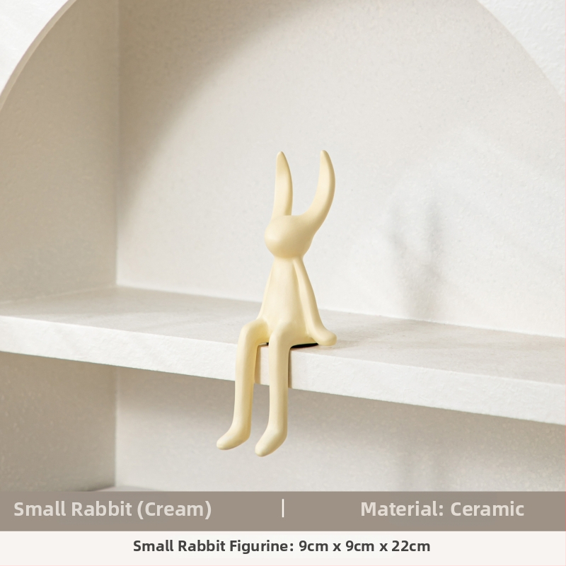 Keramikas zaķa figūra ar garām ausīm – Skandināvu moderns minimālisms, krāsots dekors dzīvojamā istabā, televizora skapī, vīna skapī un ieejā