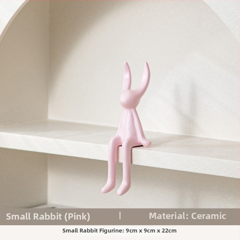 Keramikas zaķa figūra ar garām ausīm – Skandināvu moderns minimālisms, krāsots dekors dzīvojamā istabā, televizora skapī, vīna skapī un ieejā