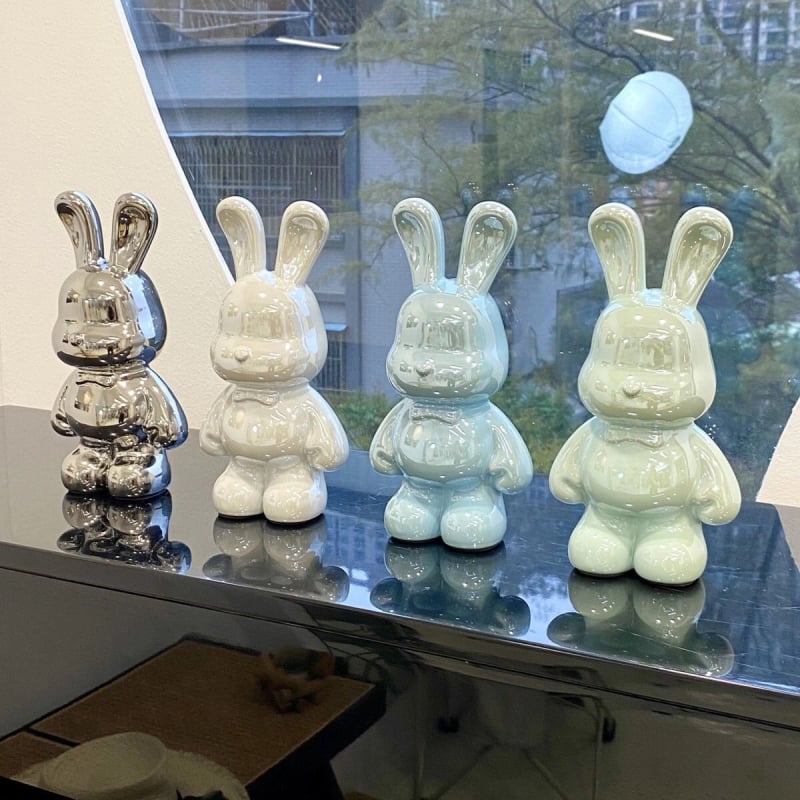 Keramikas truša naudas uzglabāšanas dekora figūriņa dzīvojamajai istabai — vienkāršs moderns stils, elektroplēšanas pārklājums, dāvana dzimšanas dienā