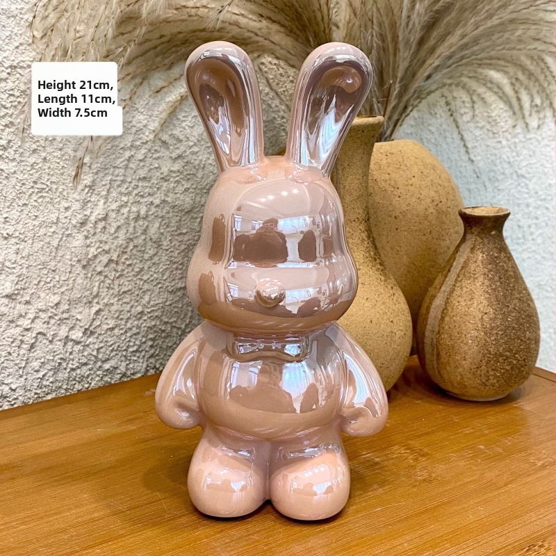 Keramikas truša naudas uzglabāšanas dekora figūriņa dzīvojamajai istabai — vienkāršs moderns stils, elektroplēšanas pārklājums, dāvana dzimšanas dienā