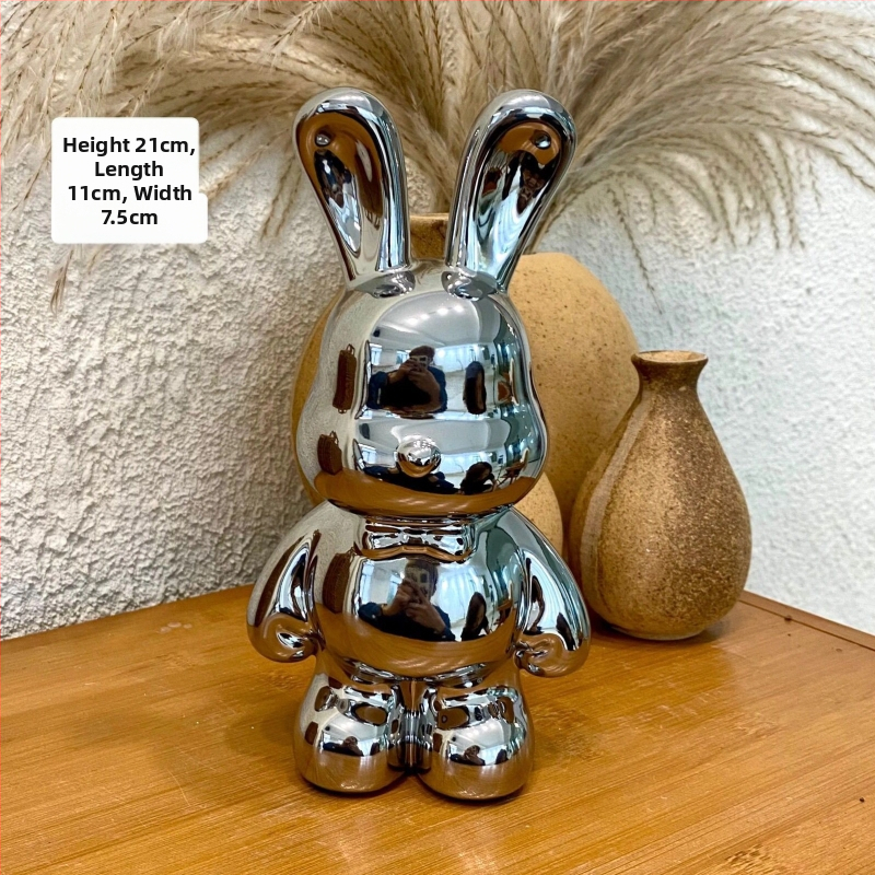 Keramikas truša naudas uzglabāšanas dekora figūriņa dzīvojamajai istabai — vienkāršs moderns stils, elektroplēšanas pārklājums, dāvana dzimšanas dienā