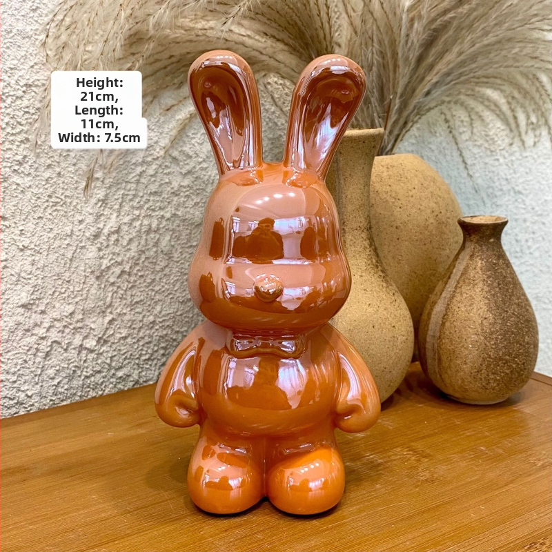 Keramikas truša naudas uzglabāšanas dekora figūriņa dzīvojamajai istabai — vienkāršs moderns stils, elektroplēšanas pārklājums, dāvana dzimšanas dienā