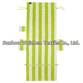 Csíkos nyomtatású strandtörölköző, mikroszálas 150D, 140–170 g, poliészter-poliamid keverék, testreszabható nyomtatás