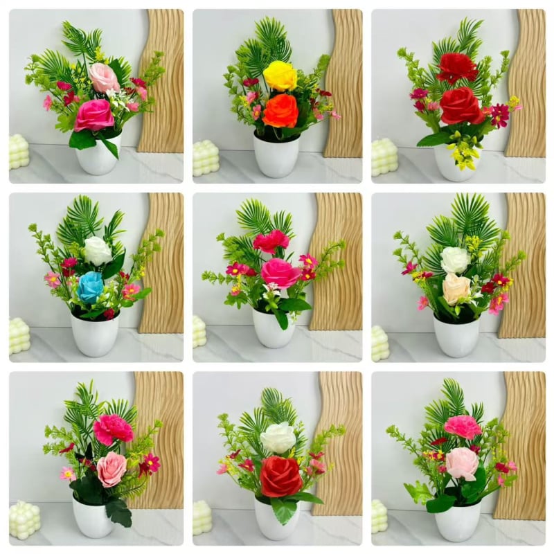 Dirbtinė gėlė vazonėlyje, rankų darbas, rožių įvairovė, pagrindinė gėlė, vidaus dekorui