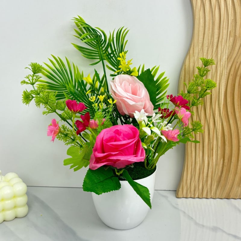 Dirbtinė gėlė vazonėlyje, rankų darbas, rožių įvairovė, pagrindinė gėlė, vidaus dekorui