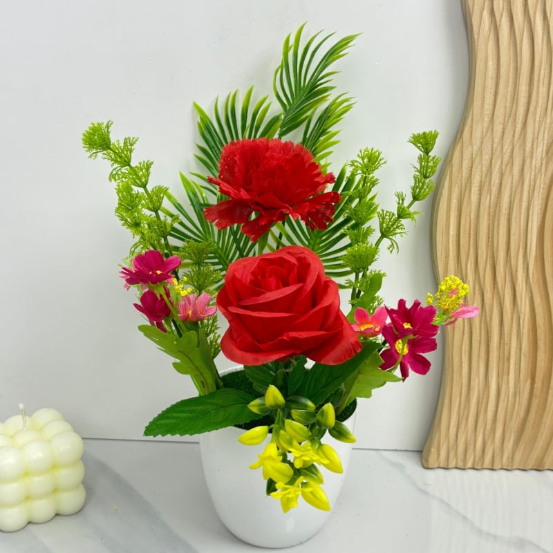 Dirbtinė gėlė vazonėlyje, rankų darbas, rožių įvairovė, pagrindinė gėlė, vidaus dekorui
