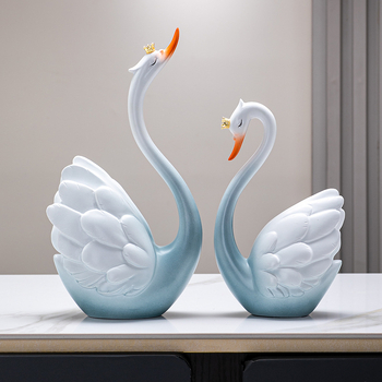 Pāris sveķa gulbju dekoratīvi, rokām darināti, mūsdienīgs minimālisma stils, mājas dekoram dzīvojamā istabā (TV skapītis/vīna skapītis)