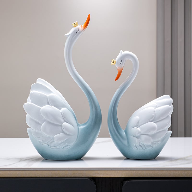 Pāris sveķa gulbju dekoratīvi, rokām darināti, mūsdienīgs minimālisma stils, mājas dekoram dzīvojamā istabā (TV skapītis/vīna skapītis)