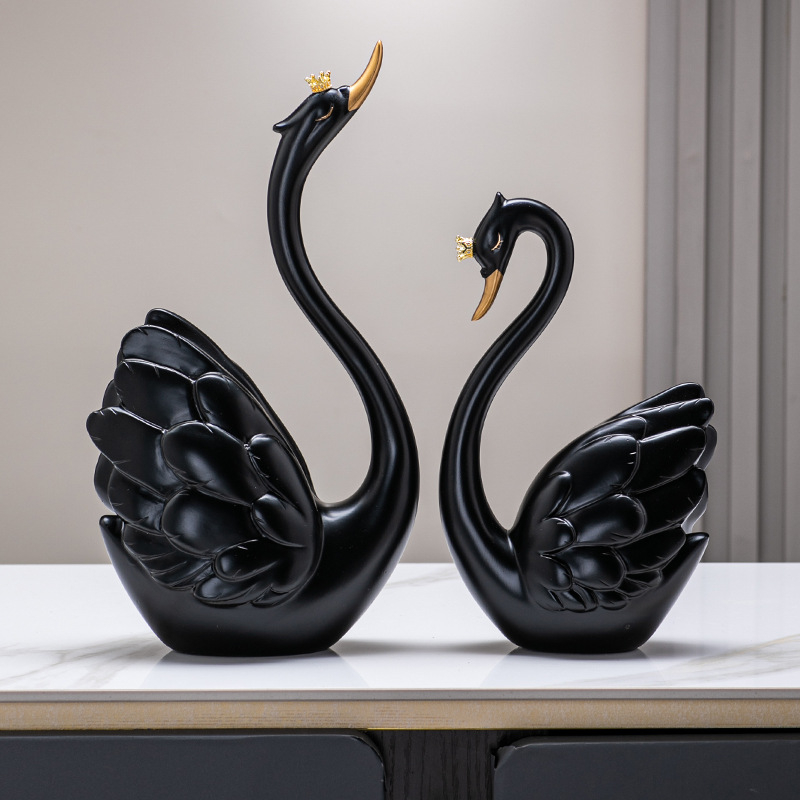 Pāris sveķa gulbju dekoratīvi, rokām darināti, mūsdienīgs minimālisma stils, mājas dekoram dzīvojamā istabā (TV skapītis/vīna skapītis)