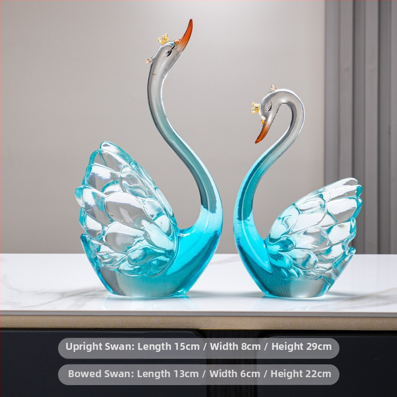 Pāris sveķa gulbju dekoratīvi, rokām darināti, mūsdienīgs minimālisma stils, mājas dekoram dzīvojamā istabā (TV skapītis/vīna skapītis)