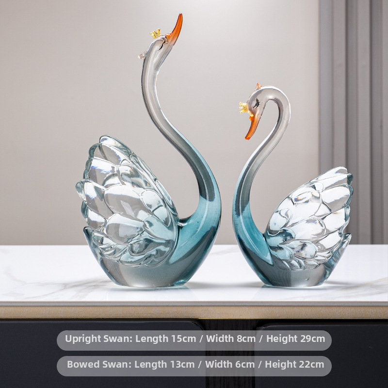 Pāris sveķa gulbju dekoratīvi, rokām darināti, mūsdienīgs minimālisma stils, mājas dekoram dzīvojamā istabā (TV skapītis/vīna skapītis)