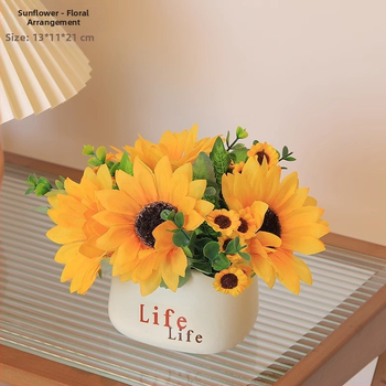 Dirbtinių šilkinių gėlių vazonas svetainės dekorui – šilko gėlės, serigrafijos technika