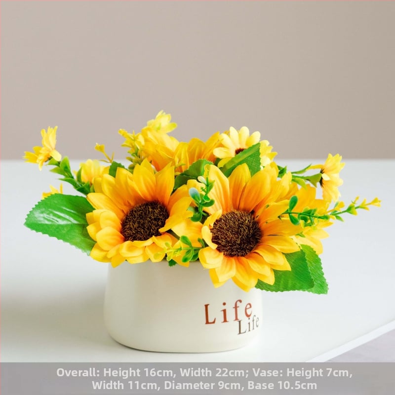 Dirbtinių šilkinių gėlių vazonas svetainės dekorui – šilko gėlės, serigrafijos technika