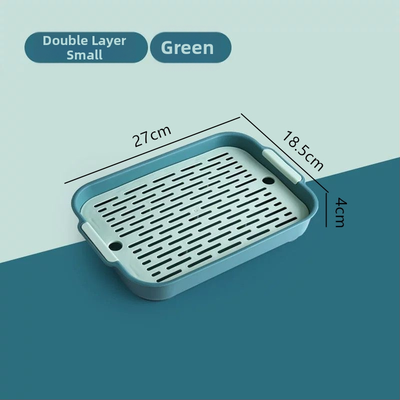 Διπλός πλαστικός δίσκος αποστράγγισης — ορθογώνιο ράφι αποθήκευσης κουζίνας για τσάι, φρούτα και φλυτζάνια | Υλικό: Άλλο; Κατηγορία: Καλάθι φρούτων; Κυκλοφόρησε: 2023; Στυλ: Μοντέρνο απλό; Ποιότητα: Premium