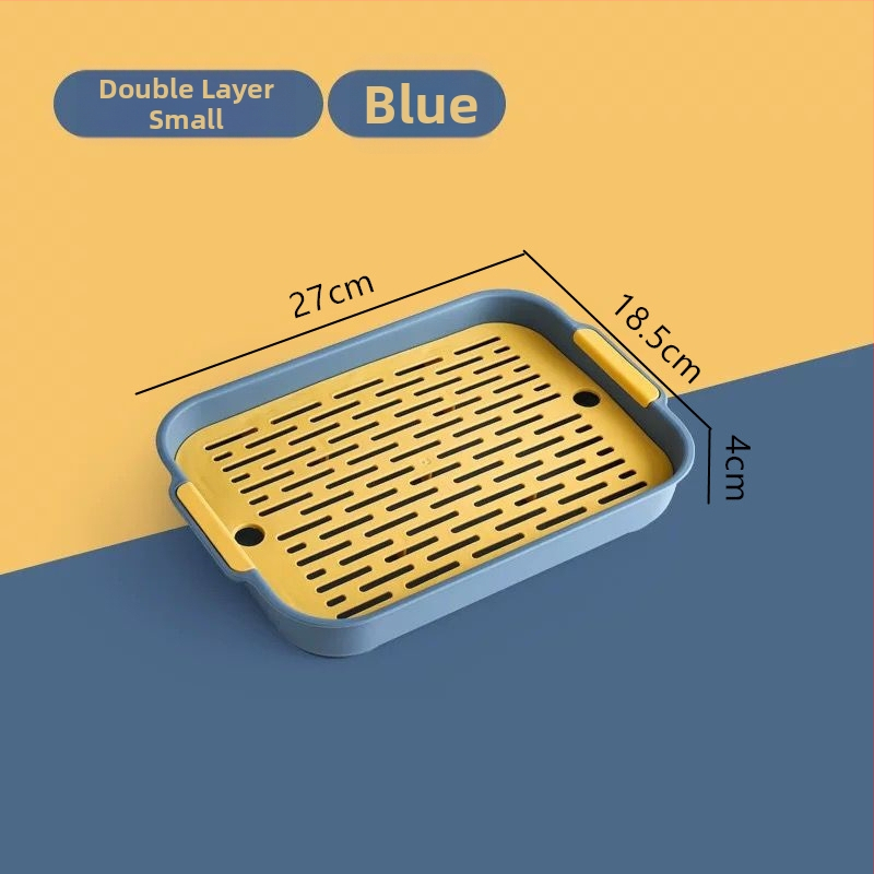 Διπλός πλαστικός δίσκος αποστράγγισης — ορθογώνιο ράφι αποθήκευσης κουζίνας για τσάι, φρούτα και φλυτζάνια | Υλικό: Άλλο; Κατηγορία: Καλάθι φρούτων; Κυκλοφόρησε: 2023; Στυλ: Μοντέρνο απλό; Ποιότητα: Premium