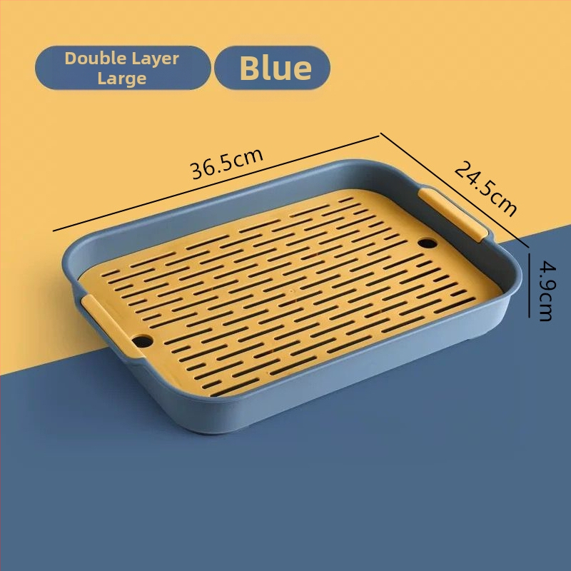 Διπλός πλαστικός δίσκος αποστράγγισης — ορθογώνιο ράφι αποθήκευσης κουζίνας για τσάι, φρούτα και φλυτζάνια | Υλικό: Άλλο; Κατηγορία: Καλάθι φρούτων; Κυκλοφόρησε: 2023; Στυλ: Μοντέρνο απλό; Ποιότητα: Premium