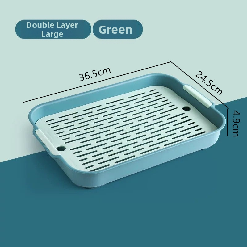 Διπλός πλαστικός δίσκος αποστράγγισης — ορθογώνιο ράφι αποθήκευσης κουζίνας για τσάι, φρούτα και φλυτζάνια | Υλικό: Άλλο; Κατηγορία: Καλάθι φρούτων; Κυκλοφόρησε: 2023; Στυλ: Μοντέρνο απλό; Ποιότητα: Premium