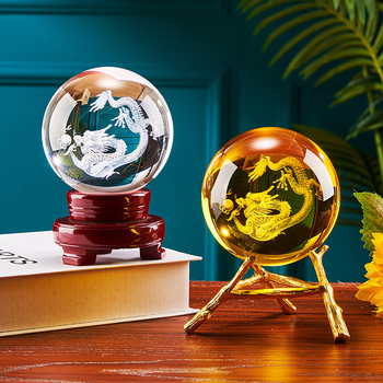 Drakona gada kristāla bumba dekors dzīvojamai istabai, Gravēšana, Ķīniešu stils, Bez pielāgošanas