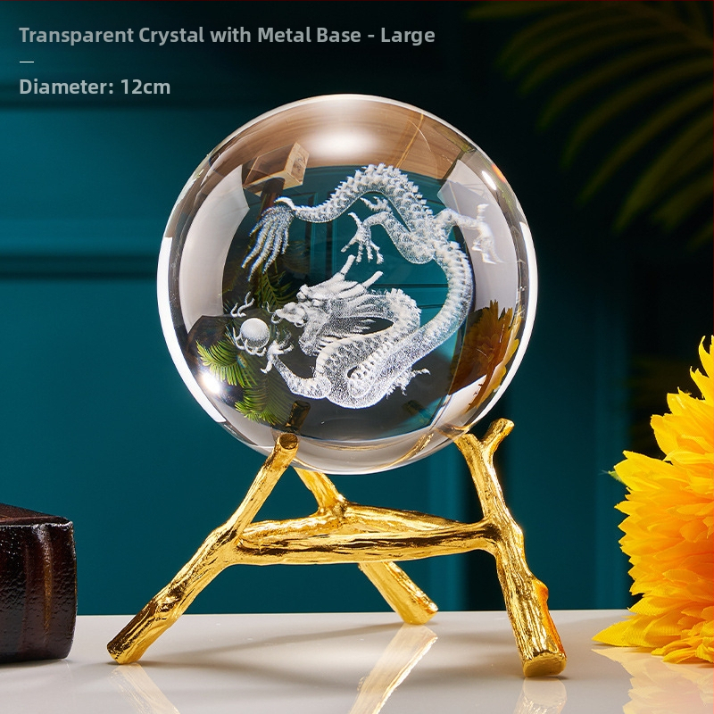 Drakona gada kristāla bumba dekors dzīvojamai istabai, Gravēšana, Ķīniešu stils, Bez pielāgošanas