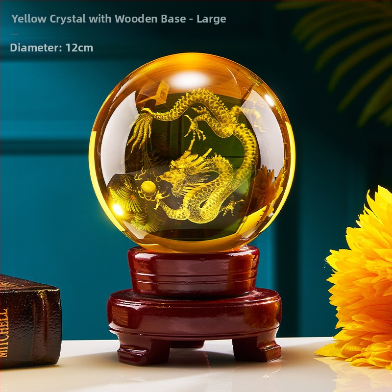 Drakona gada kristāla bumba dekors dzīvojamai istabai, Gravēšana, Ķīniešu stils, Bez pielāgošanas