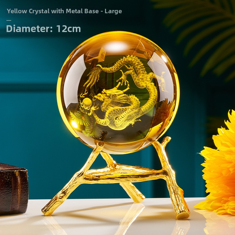 Drakona gada kristāla bumba dekors dzīvojamai istabai, Gravēšana, Ķīniešu stils, Bez pielāgošanas