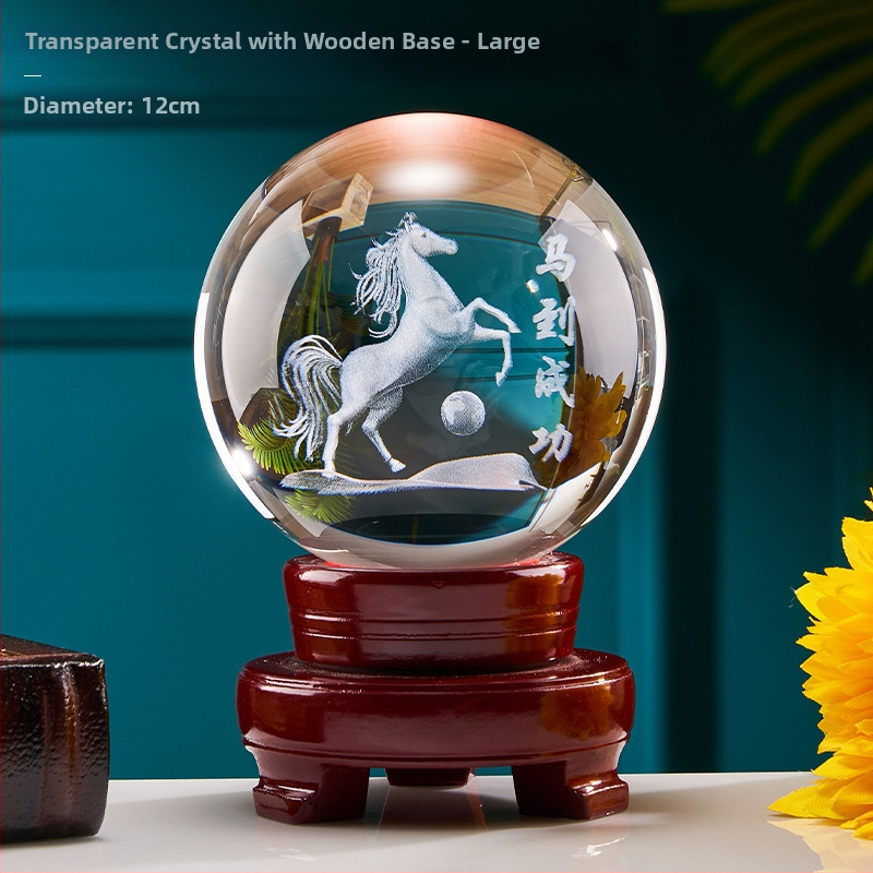 Drakona gada kristāla bumba dekors dzīvojamai istabai, Gravēšana, Ķīniešu stils, Bez pielāgošanas