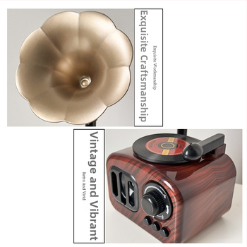 Gramofona muzikālais dekors - moderns minimālisks galda dekors, plastmasa; gatavs dāvanai mājoklim