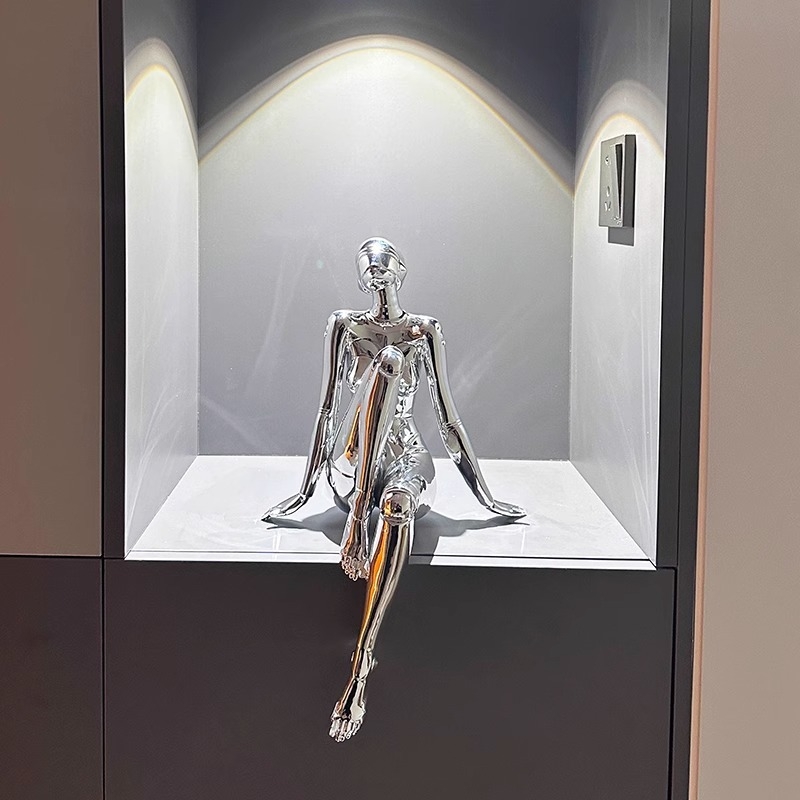 Mehāniskā dieviete dekoratīvā skulptūra, sveķi, rokas darbs, moderns un vienkāršs stils, piemērota dzīvojamai istabai, koridoram, TV skapim vai birojam