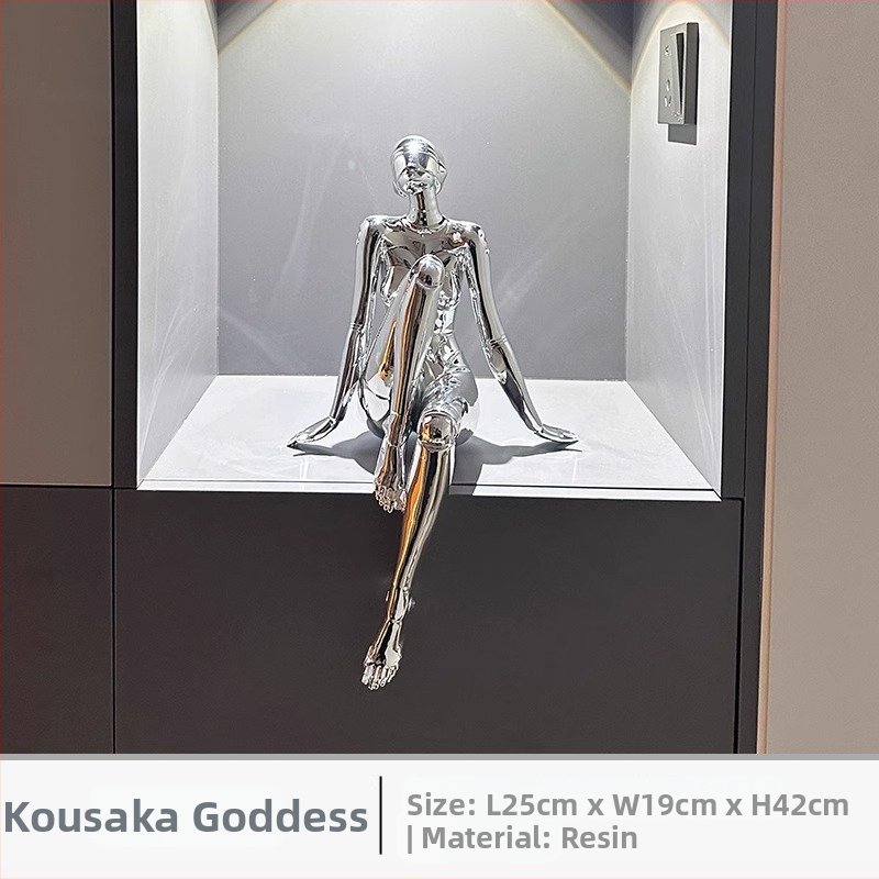 Mehāniskā dieviete dekoratīvā skulptūra, sveķi, rokas darbs, moderns un vienkāršs stils, piemērota dzīvojamai istabai, koridoram, TV skapim vai birojam